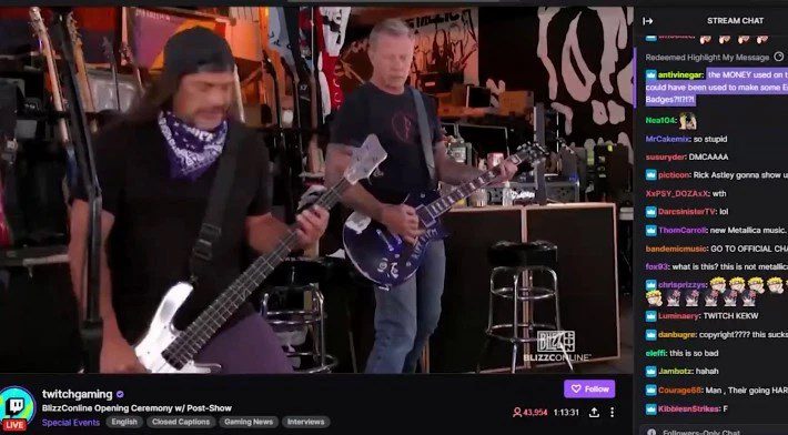 L’algoritmo di Twitch rende tragicomica l’esibizione dei Metallica